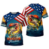 Joycorners Hooked On Freedom Patriotic Fishing Shirt, Largemouth Bass Fishing SPF Shirt For Men, Men's Fishing Shirt