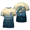 Joycorners Fishing Is My Therapy Navy And Beige Fishing UPF Shirts, Gift For Fisherman, Fishing Shirts For Men