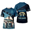 Joycorners Mine's So Big I Have To Use Two Hands Funny Fishing Shirt, SPF Shirt For Men, Gift For Fisherman