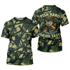Joycorners Fish Hard Drink Easy Green Camo Funny Fishing Shirt, SPF Shirt For Men, Largemouth Bass Fishing Shirts For Men