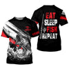 Joycorners Eat Sleep Fish Repeat Water Splash Fishing UPF Shirts, Fisherman Gift, Fishing Shirts For Men