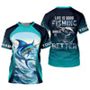 Joycorners Life Is Good Fishing Makes It Better Performance Fishing Shirts, Swordfish Fishing SPF Shirt For Men
