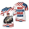 Joycorners Make Fishing Great Again Patriotic Fishing Shirt, Red White Blue Fishing UPF Shirts, Men's Fishing Shirt