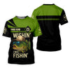 Joycorners Wishing I Was Fishing Funny Fishing Shirt, Bass Fishing Shirt, SPF Shirt For Men, Men's Fishing Shirt