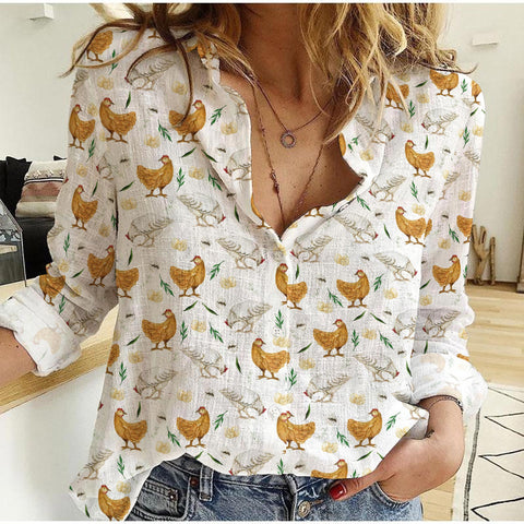 Joycorners Seamless Pattern With Chicken Casual Shirt