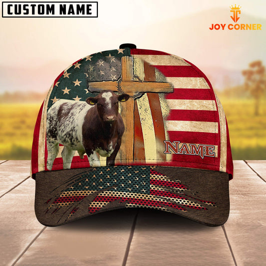 Joycorners Shorthorn USA Flag Customized Name Cap