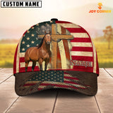Joycorners Horse USA Flag Customized Name Cap