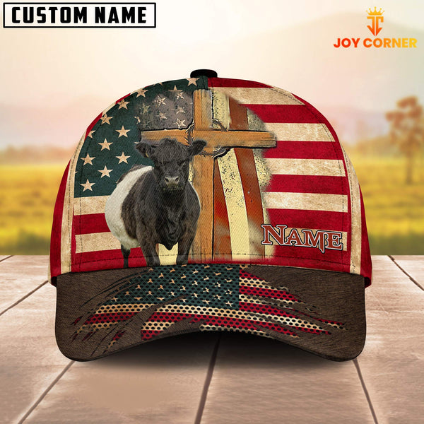Joycorners Belted Galloway USA Flag Customized Name Cap