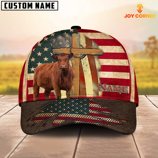 Joycorners Red Angus USA Flag Customized Name Cap