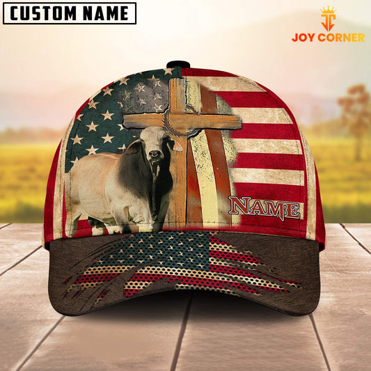 Joycorners Brahman USA Flag Customized Name Cap