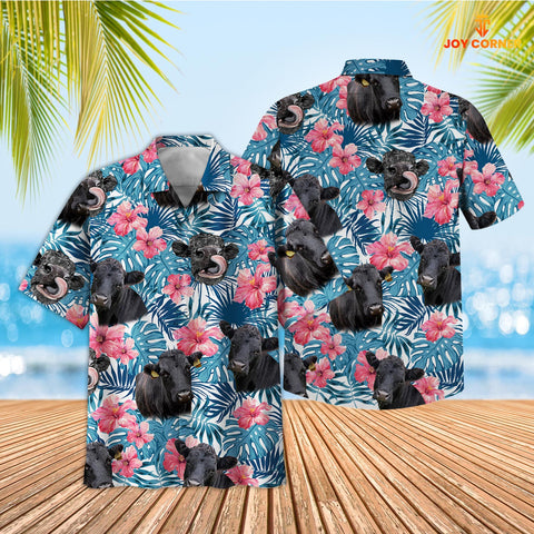 Joycorners Tropical Dexter Blue Pink Floral 3D Hawaiian Shirt