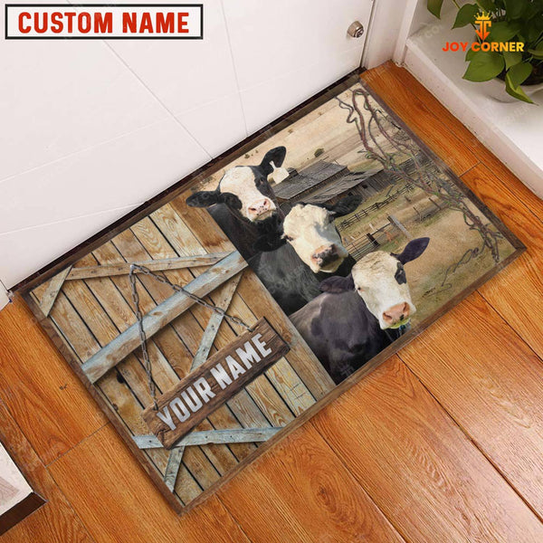 Joycorners Black Baldy Barn Custom Name Doormat