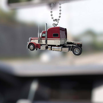Joy Corners  Dark Red And White Truck Car Hanging Ornament