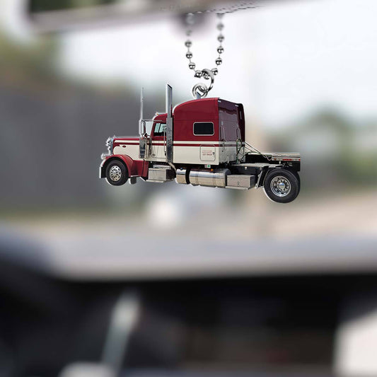 Joy Corners  Dark Red And White Truck Car Hanging Ornament