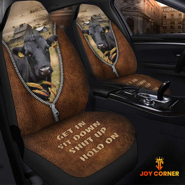 Joycorners Dexter Zipper Leather Pattern Car Seat Covers Universal Fit (2Pcs)