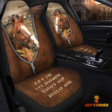 Joycorners Horse Zipper Leather Pattern Car Seat Covers Universal Fit (2Pcs)