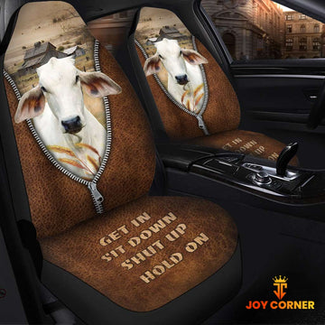 Joycorners Brahman Zipper Leather Pattern Car Seat Covers Universal Fit (2Pcs)