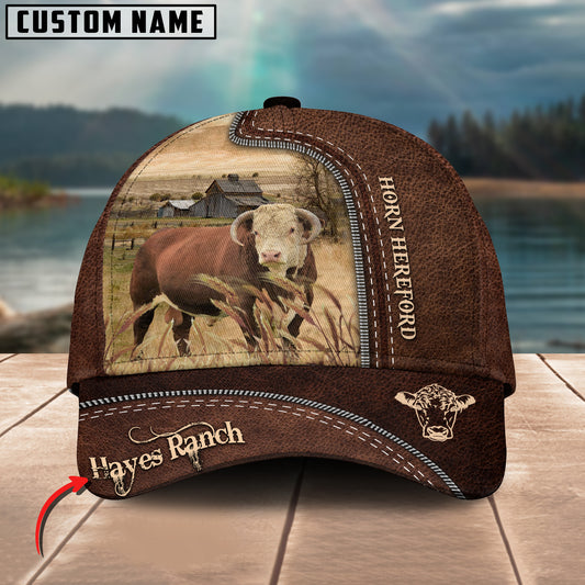 Joycorners Horn Hereford Customized Name Leather Pattern Cap For Lyndell