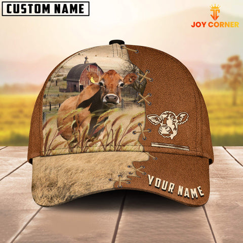 Joycorners Jersey Custom Name Brown Leather Pattern Cap