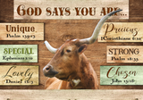 God Says You Are - Texas Longhorn Cattle Doormat