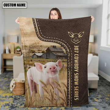 Joycorners Personalized Name Pig Leather Pattern Blanket For Georgia