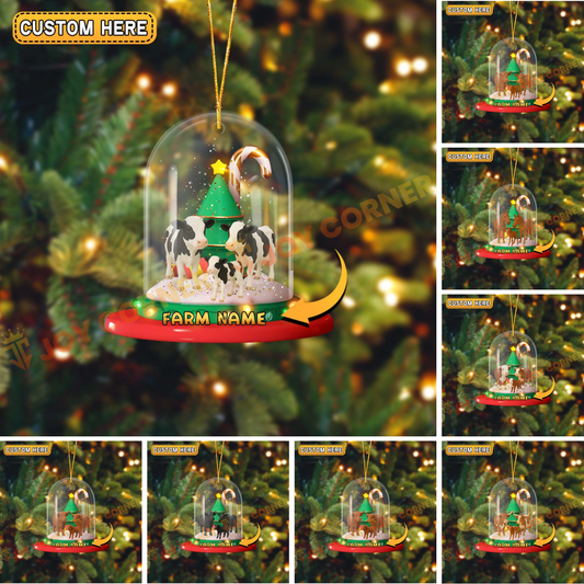 Joycorners Cattle Lovers Family Christmas Tree Ornament Custom Shape Acrylic Ornament (7 Breed Options)