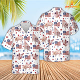 Joycorners Pig American Flag Pattern Hawaiian Shirt