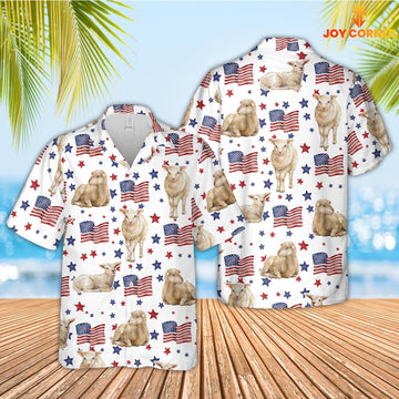 Joycorners Sheep American Flag Pattern Hawaiian Shirt