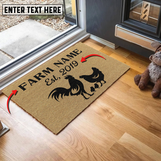 Joycorners Chicken Custom Farm Name Custom Year Coir Doormat