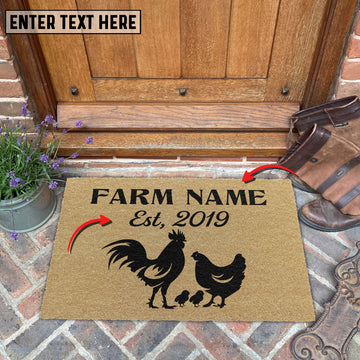 Joycorners Chicken Custom Farm Name Custom Year Coir Doormat