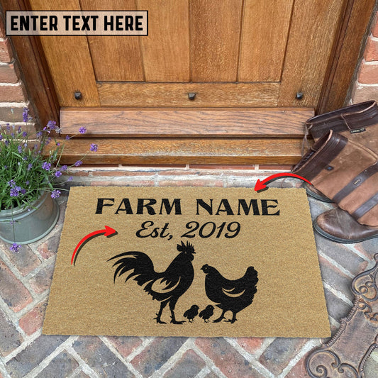Joycorners Chicken Custom Farm Name Custom Year Coir Doormat
