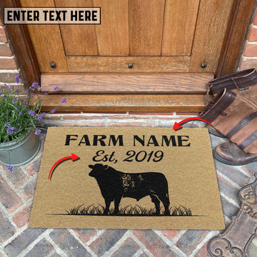 Joycorners Shorthorn Custom Farm Name Custom Year Coir Doormat