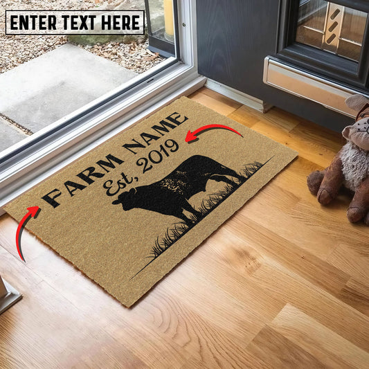 Joycorners Shorthorn Custom Farm Name Custom Year Coir Doormat