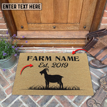Joycorners Goat Custom Farm Name Custom Year Coir Doormat