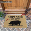Joycorners Pig Custom Farm Name Custom Year Coir Doormat