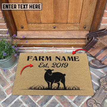 Joycorners Sheep Custom Farm Name Custom Year Coir Doormat