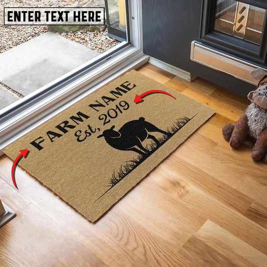 Joycorners Sheep Custom Farm Name Custom Year Coir Doormat