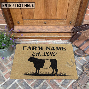Joycorners Belted Galloway Custom Farm Name Custom Year Coir Doormat