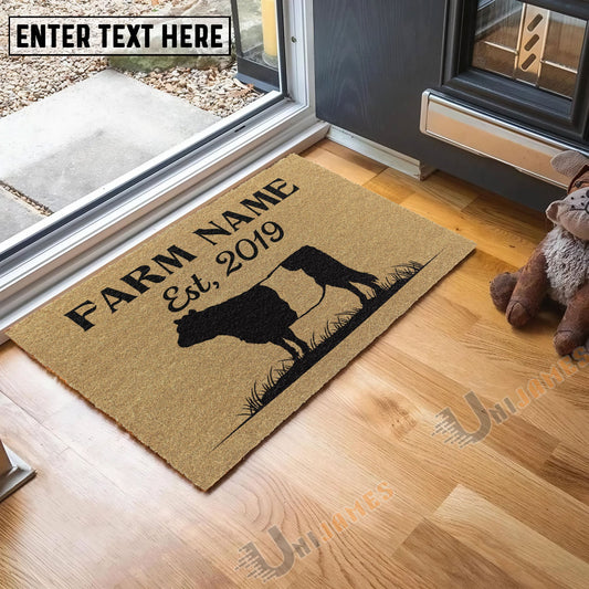 Joycorners Belted Galloway Custom Farm Name Custom Year Coir Doormat