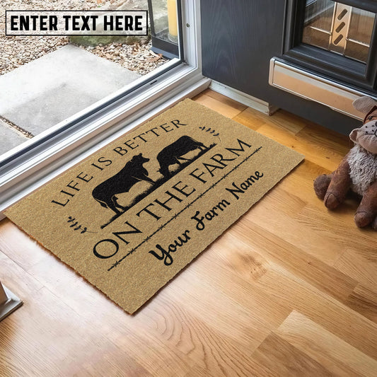 Joycorners Angus Life Is Better On The Farm Custom Name Coir Doormat