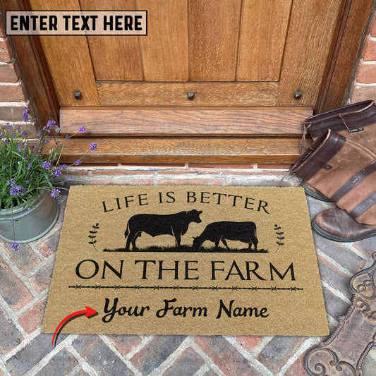 Joycorners Angus Life Is Better On The Farm Custom Name Coir Doormat