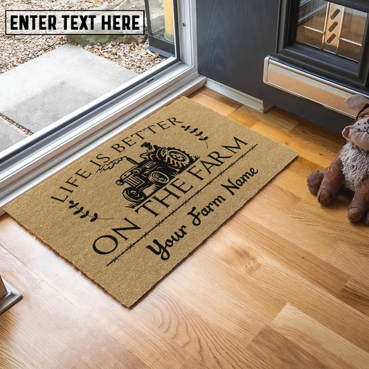 Joycorners Tractor Life Is Better On The Farm Custom Name Coir Doormat