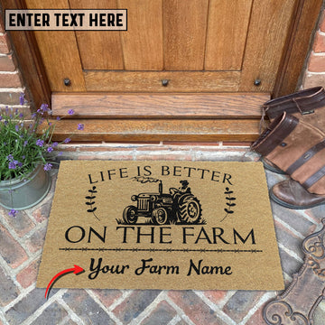 Joycorners Tractor Life Is Better On The Farm Custom Name Coir Doormat