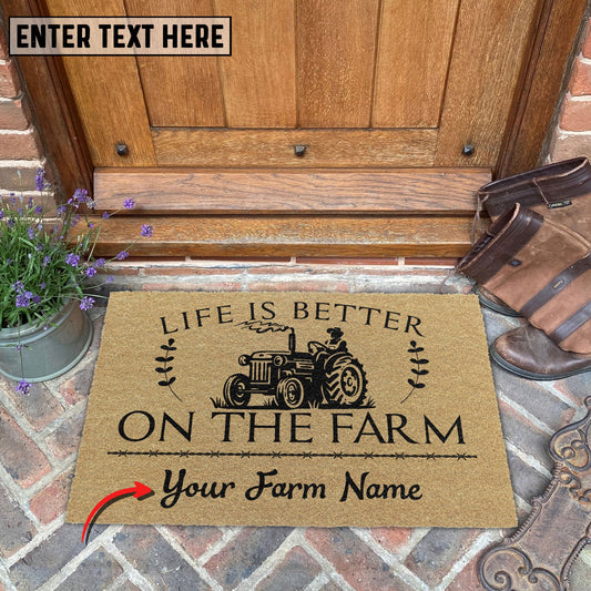 Joycorners Tractor Life Is Better On The Farm Custom Name Coir Doormat