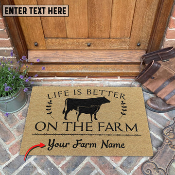 Joycorners Jersey Life Is Better On The Farm Custom Name Coir Doormat