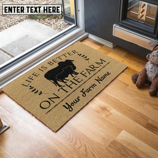 Joycorners Brahman Life Is Better On The Farm Custom Name Coir Doormat