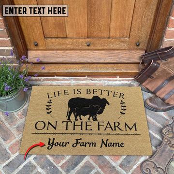 Joycorners Brahman Life Is Better On The Farm Custom Name Coir Doormat