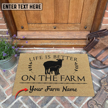 Joycorners Sheep Life Is Better On The Farm Custom Name Coir Doormat