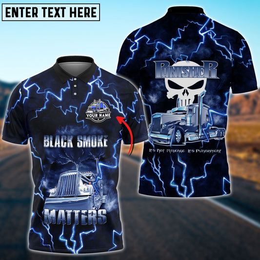 Joycorners Truck 'Black Smoke Matters' Personalized Name Shirt For Truck Driver (4 Colors)