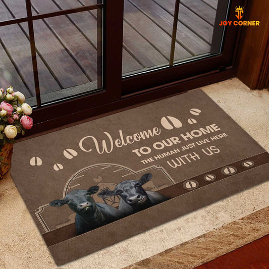 Joycorners Black Angus Welcome To Our Home Brown Doormat